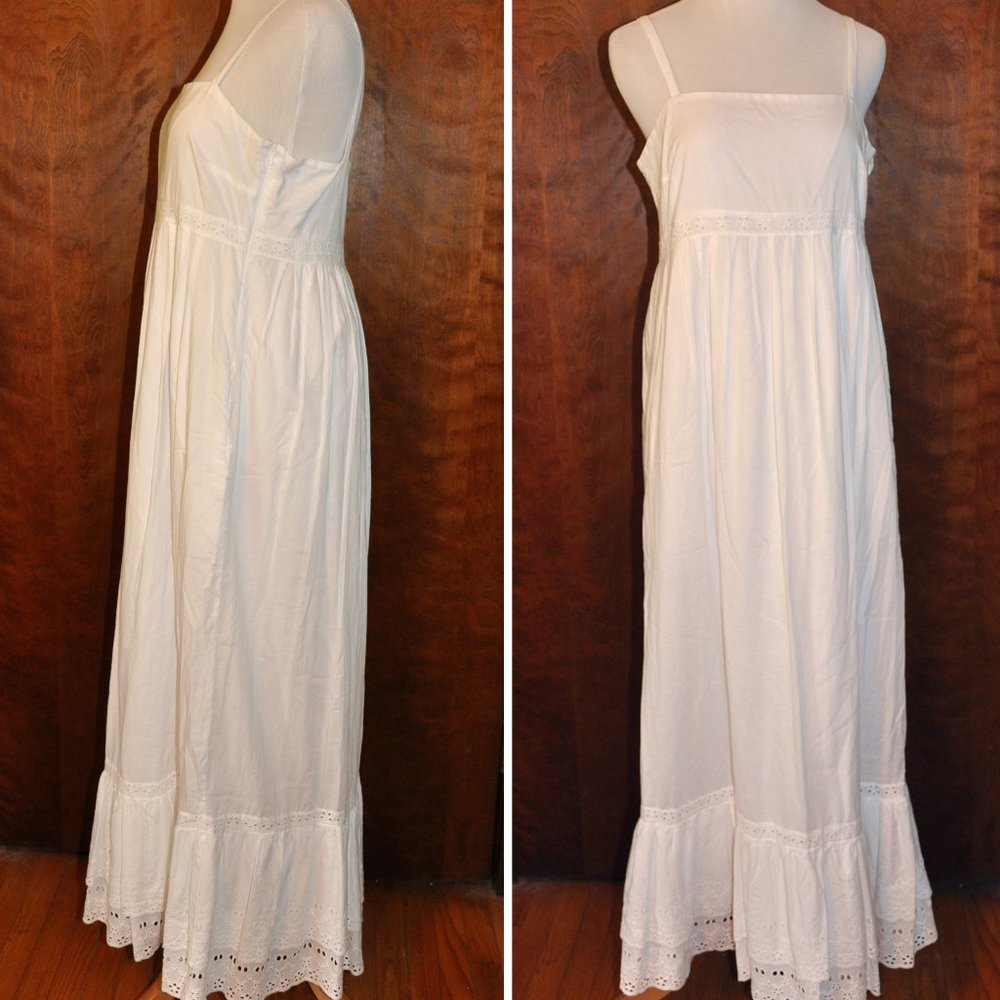 DKNYC White Eyelet Spaghetti Strap Maxi Sun Lightweight Dress